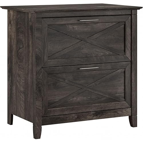 Bush Furniture Key West 2 Drawer Lateral File Cabinet in Dark Gray Hickory | Document Storage for Home Office | Accent Chest with Drawers