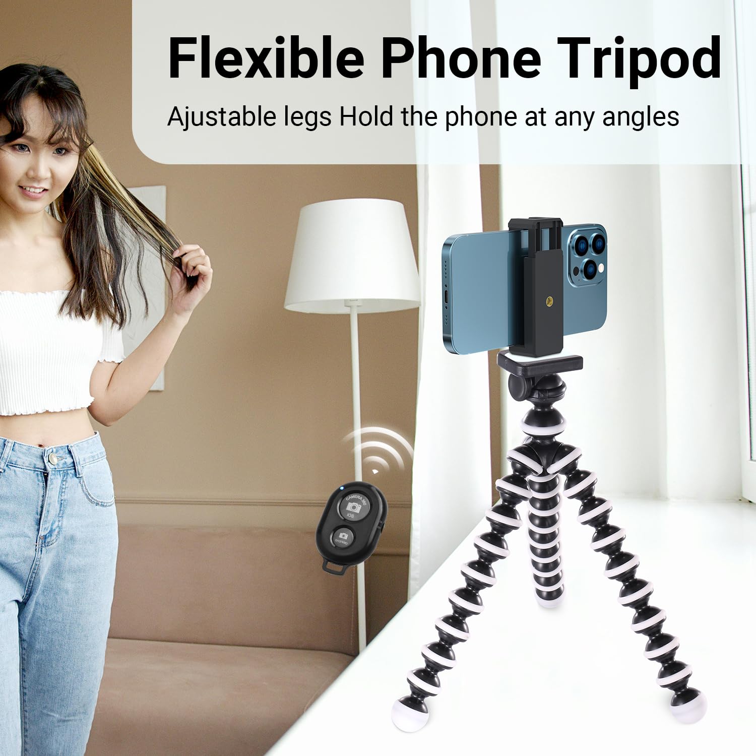 Treppiede per telefono Fotocamera mobile Supporto per polpo Smartphone Selfie Stick Mini treppiede flessibile Supporto per cellulare GoPros Testa a sfera DT45  44