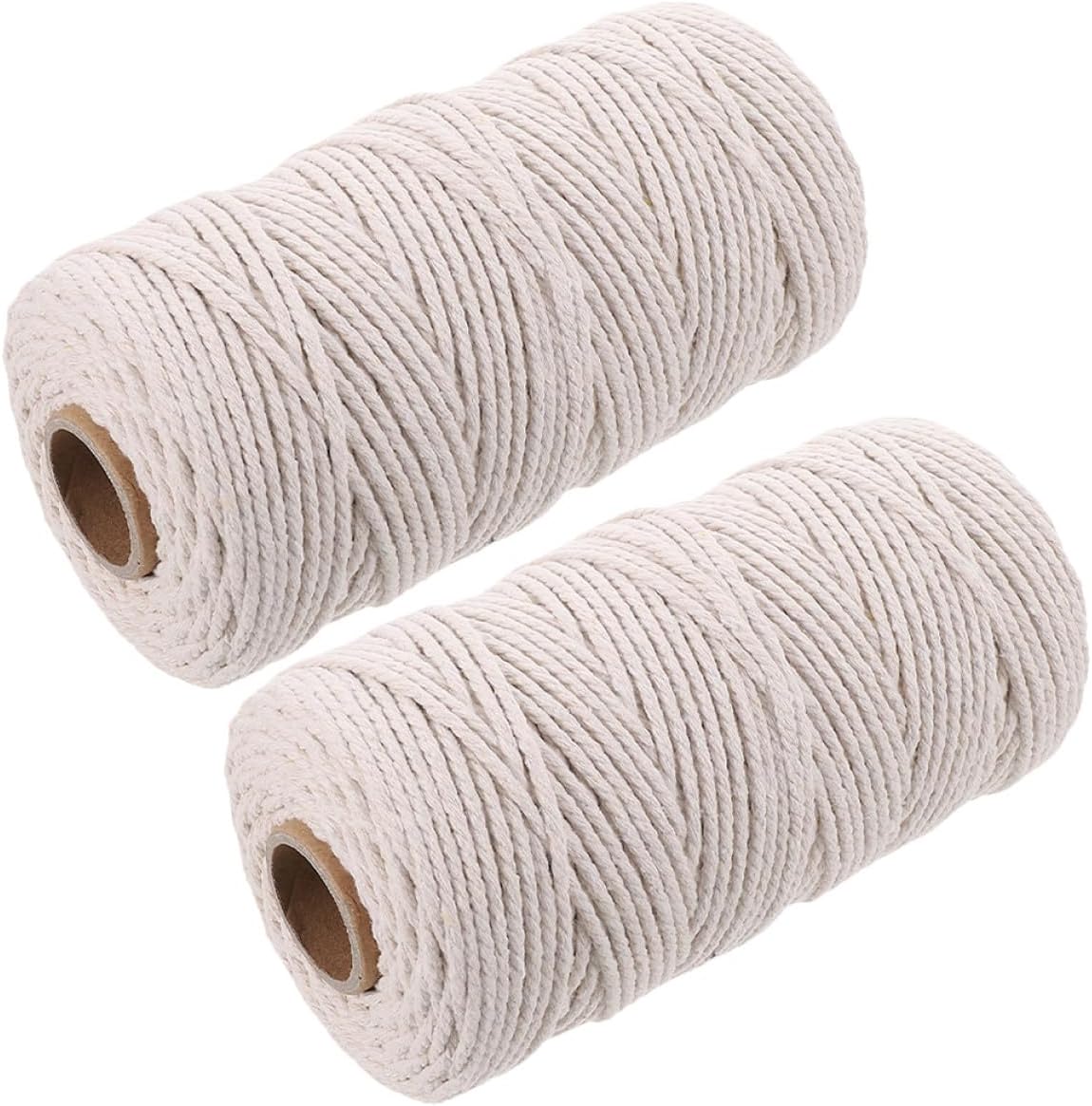 Vaguelly 100m Cotton Twine String for Cooking and Meat Packaging, Sausage Tie-up Thread, Kitchen Wrapping Twine, 2 Rolls 3mm White Cotton Cooking Thread