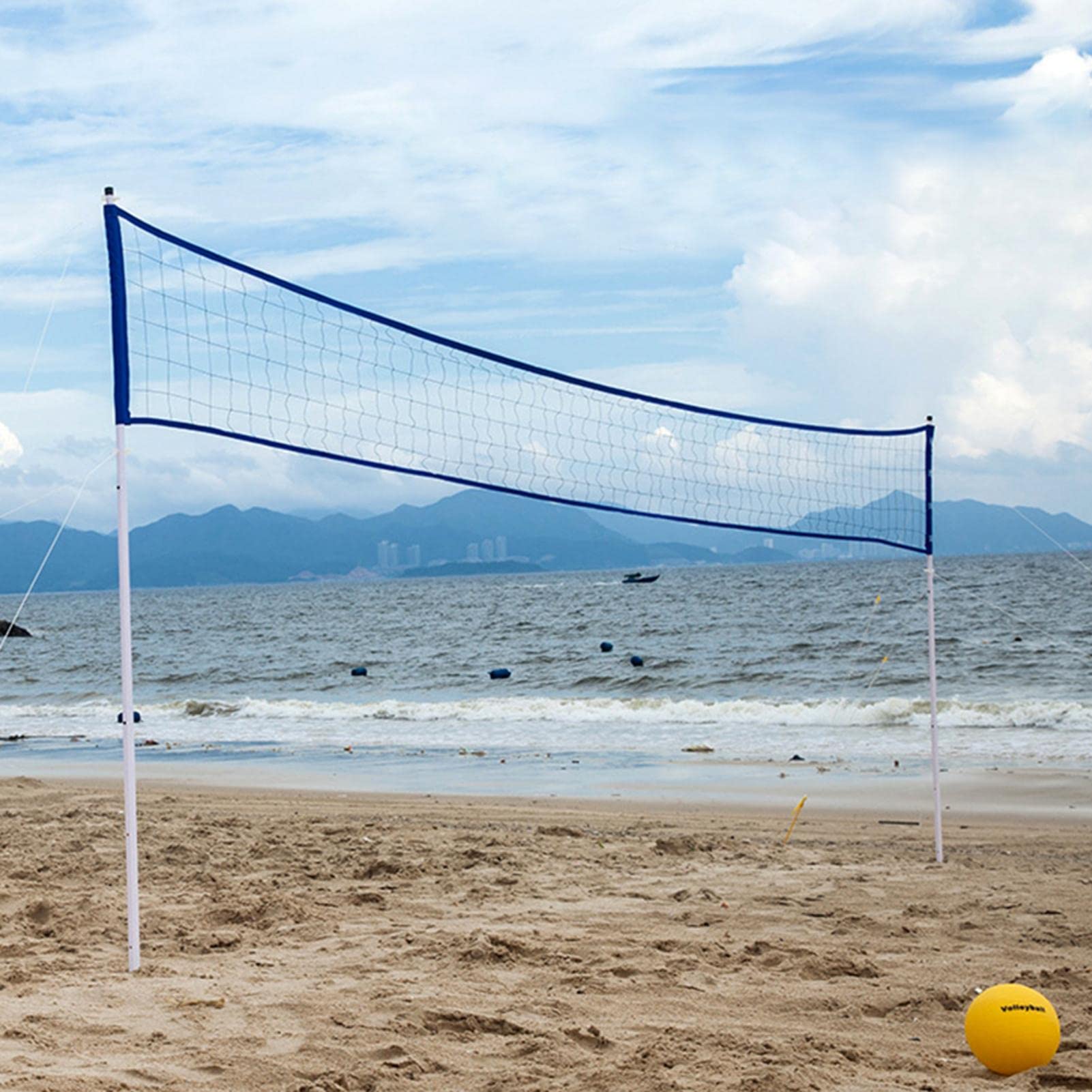Filet de volleyball portable avec barre filet de tennis de badminton de volleyball réglable pliable pour parc sur la plage en plein air