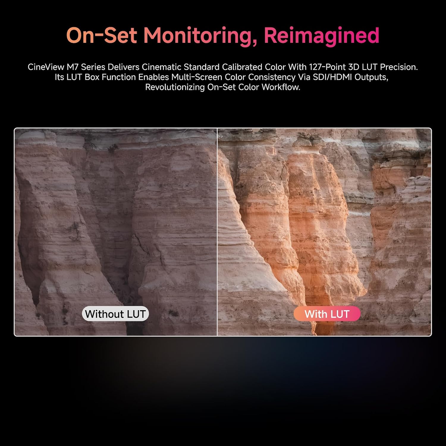 Accsoon CineView M7H Pro 7" Camera Field Monitor Transmitter&Receiver 3 All in One 1000nits 1920 x 1080 4k60 2.4 +5GHz Dual-Band Transmission 1200ft Transmission Range Support Camera Control