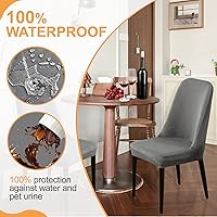 Vista 3 de 100% Waterproof Chair Covers for Dining Room 2 Pack Stretch Dining Chair Cover Spandex Dinning Chair Slipcovers Kitchen Chair Seat Slip Covers