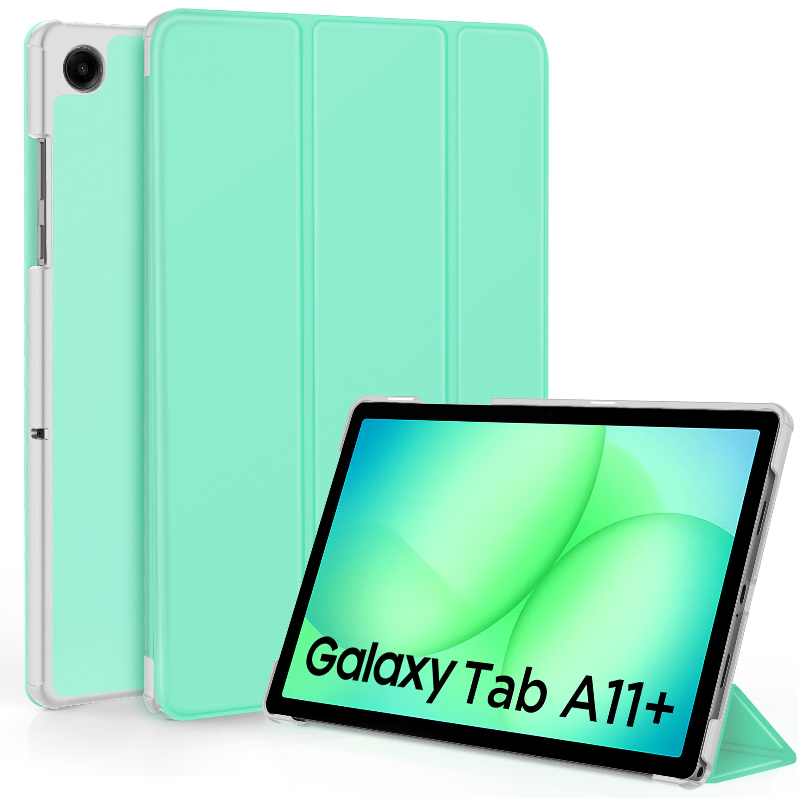 EasyAcc Hülle für Samsung Galaxy Tab A11+ Plus/ A9+ 11 Zoll 2025, Ultradünne PU Leder Schutzhülle mit Standfunktion und Auto Sleep/Wake, Mintgrün