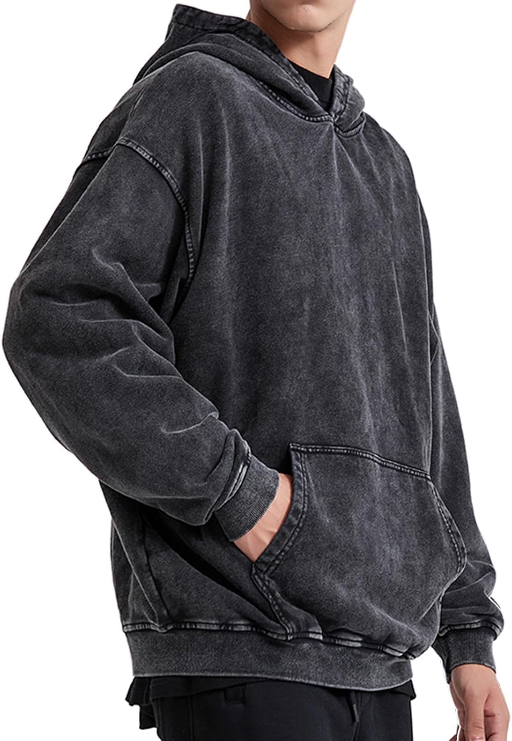 BINTEHGS Mens Oversized Hoodie Vintage Acid Wash Hoodie Baggy Cotton hooded Sweatshirts Unisex Distressed Pullover Streetwear - Image 4