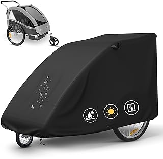 Abdeckung für Fahrradanhänger,Wasserdicht Abdeckung Fahrradanhänger, Staub-und UV-Schutz Faltgarage für Fahrradanhänger, Universalabdeckung für Fahrradanhänger Hundeanhänger-(140×84×99cm)