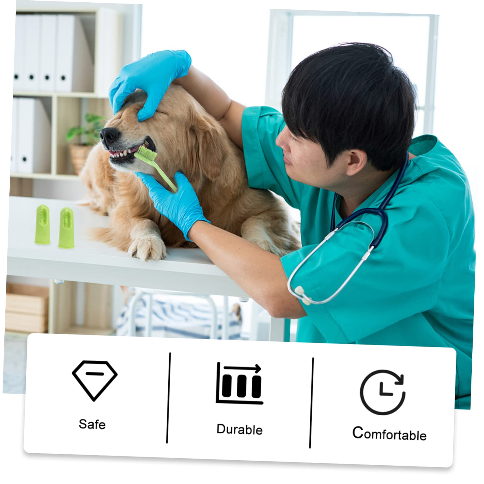 CIYODO Pet Dog Oral Brush 6pcs Pp Toothbrush Set Pet Grooming Double-end Brush