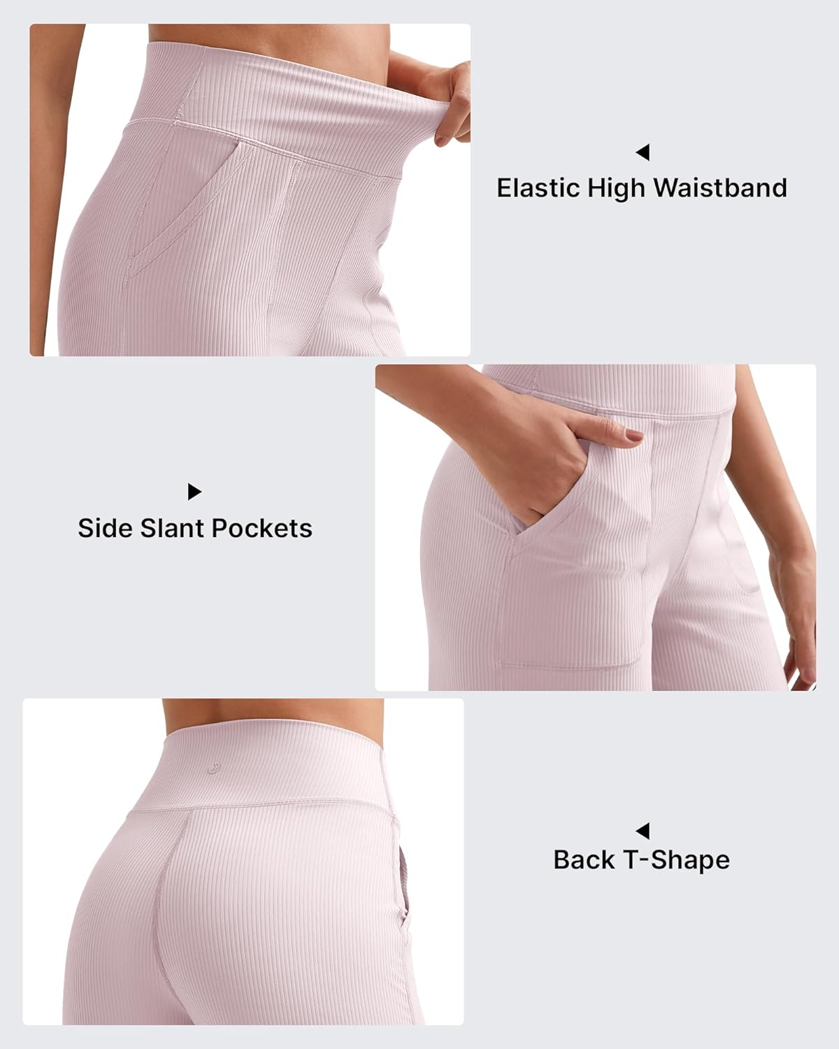 G4Free Women's Ribbed Knit Wide Leg Pants with Pockets Lightweight Stretchy Yoga Pants Casual Lounge