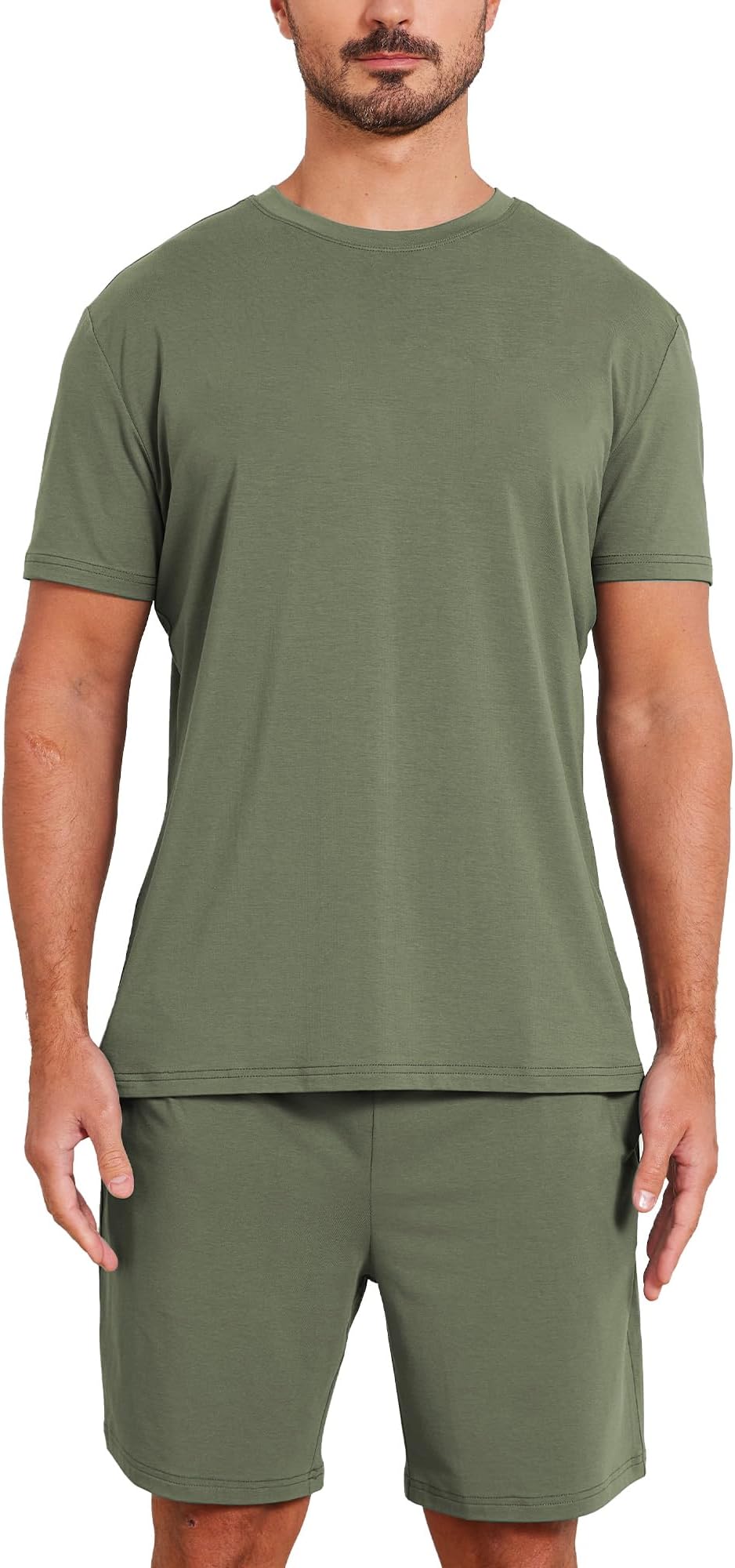 netdraw Men's Ultra Soft Bamboo Viscose Pajama Sets Lightweight Comfy Lounge Sleep Short Sleeve Pjs Sleepwear
