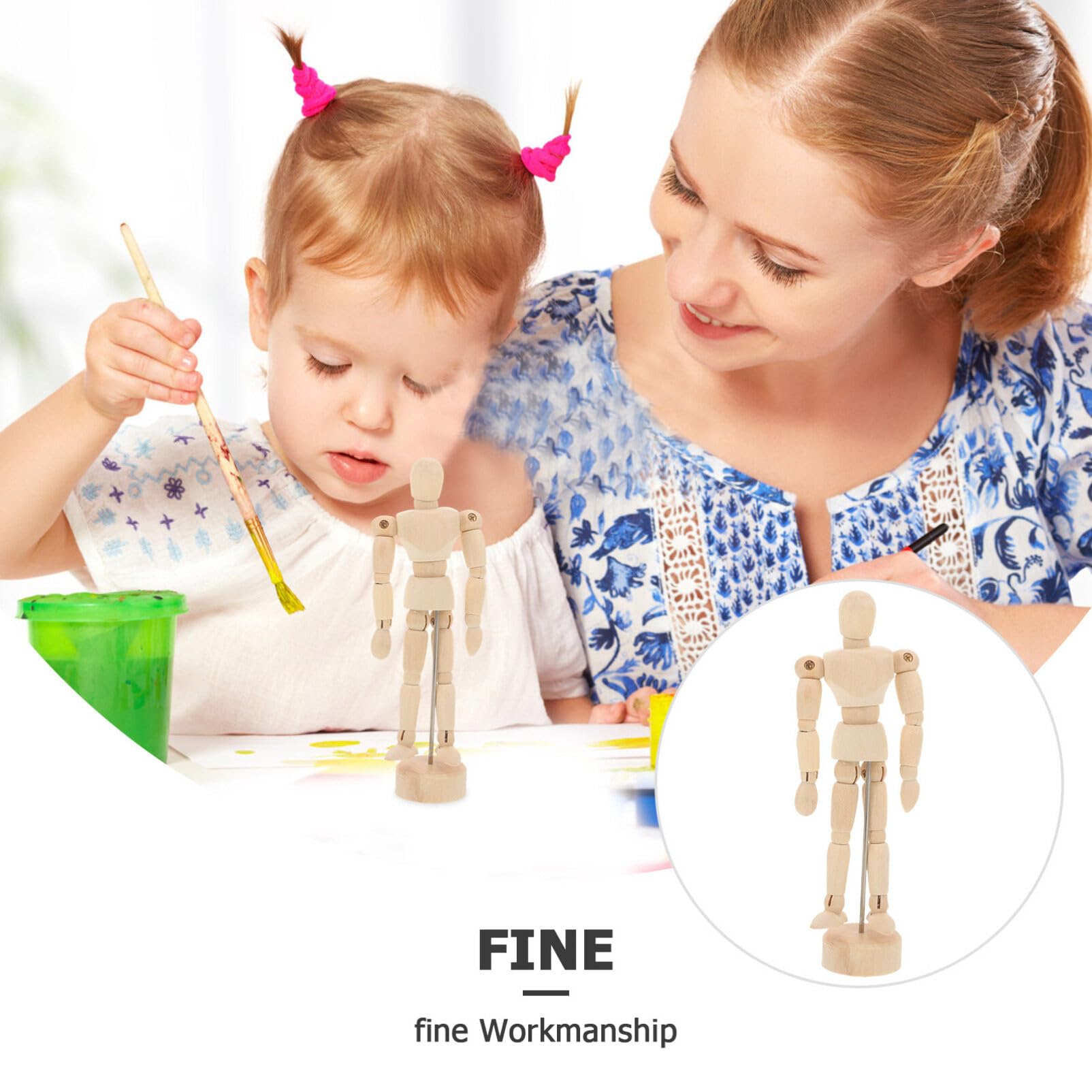 Operitacx Wooden Mannequin Figure 5.3 Inch Art Model with Flexible Joints and Stand for Sketching Drawing Painting Home and Office Decoration - Image 3