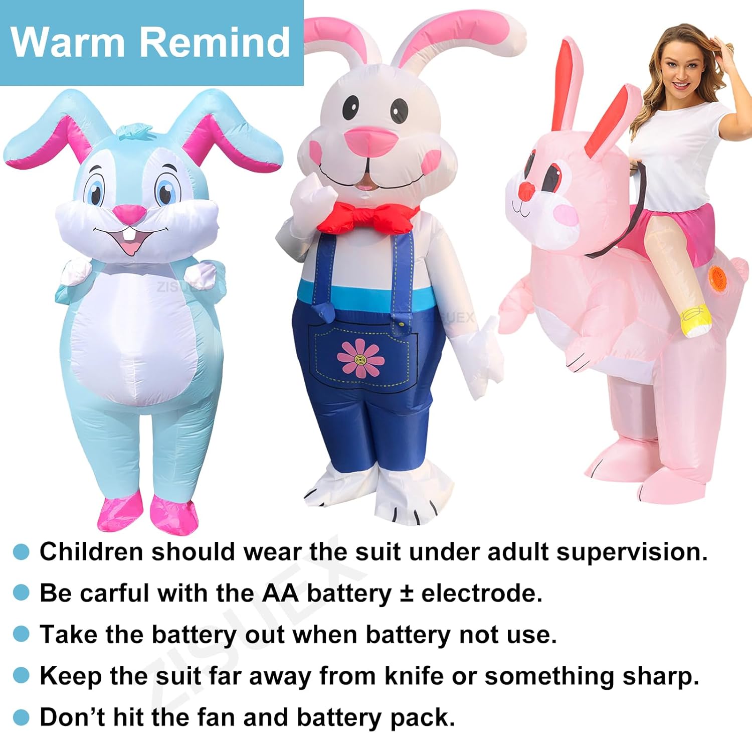 Easter Bunny Costume Easter Custom Rabbit Inflatable Costume Easter Blow Up Suit Rabbit Costume for Adults - Image 4
