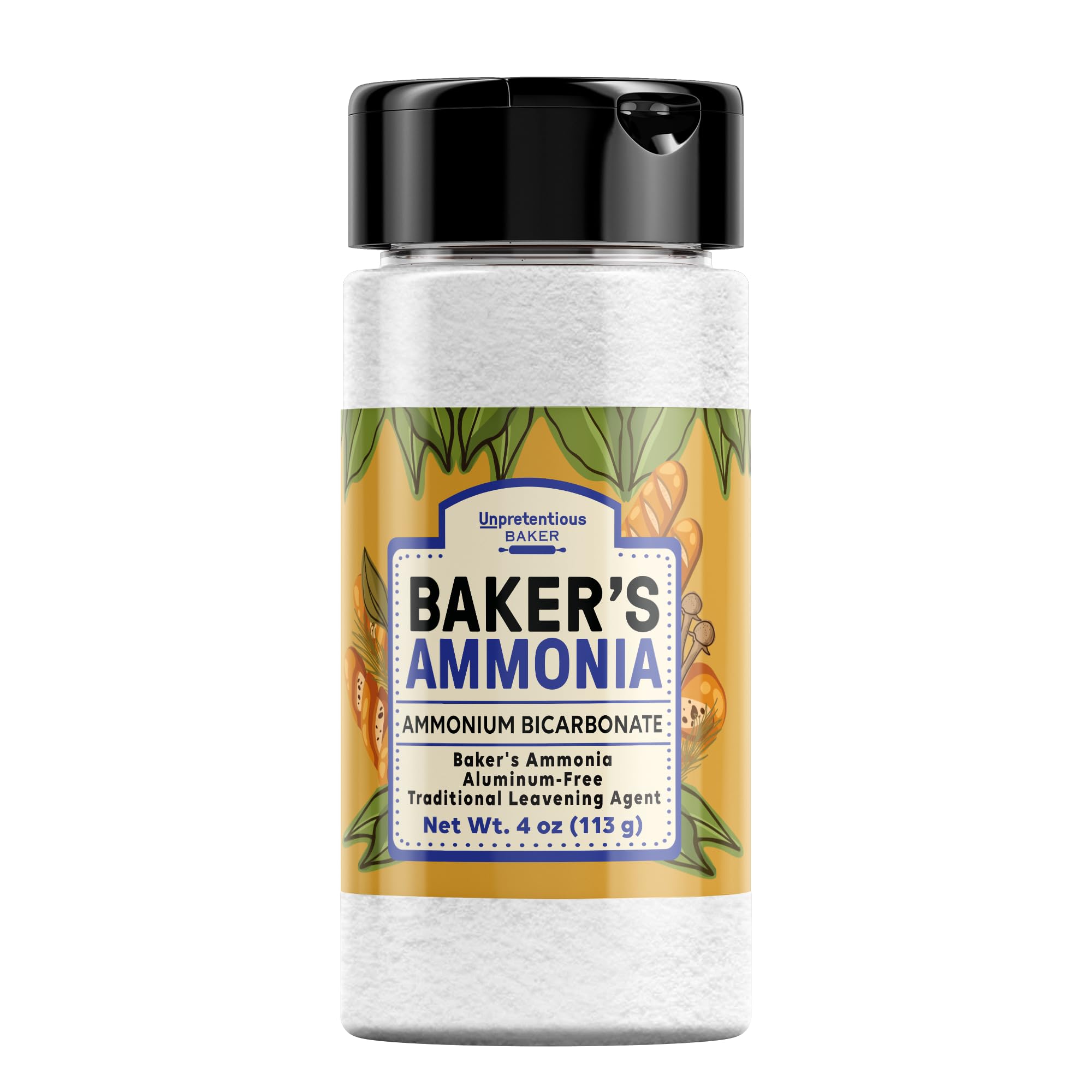 Unpretentious Baker's Ammonia, 5 Tbsp, Ammonium Bicarbonate, Traditional Leavening Agent (4 Ounce)