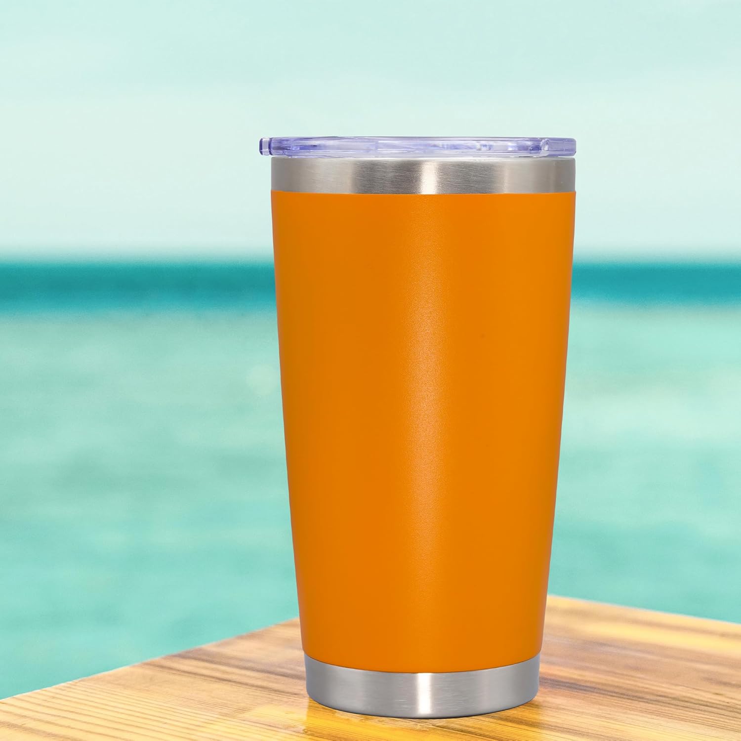 20 oz Tumbler Coffee Travel Tumblers Bulk with Lid Stainless Steel Double Wall Vacuum Insulated Mug Powder Coated Cups fit Car Cupholder for Hot and Cold - Orange, 12Pack - Image 8