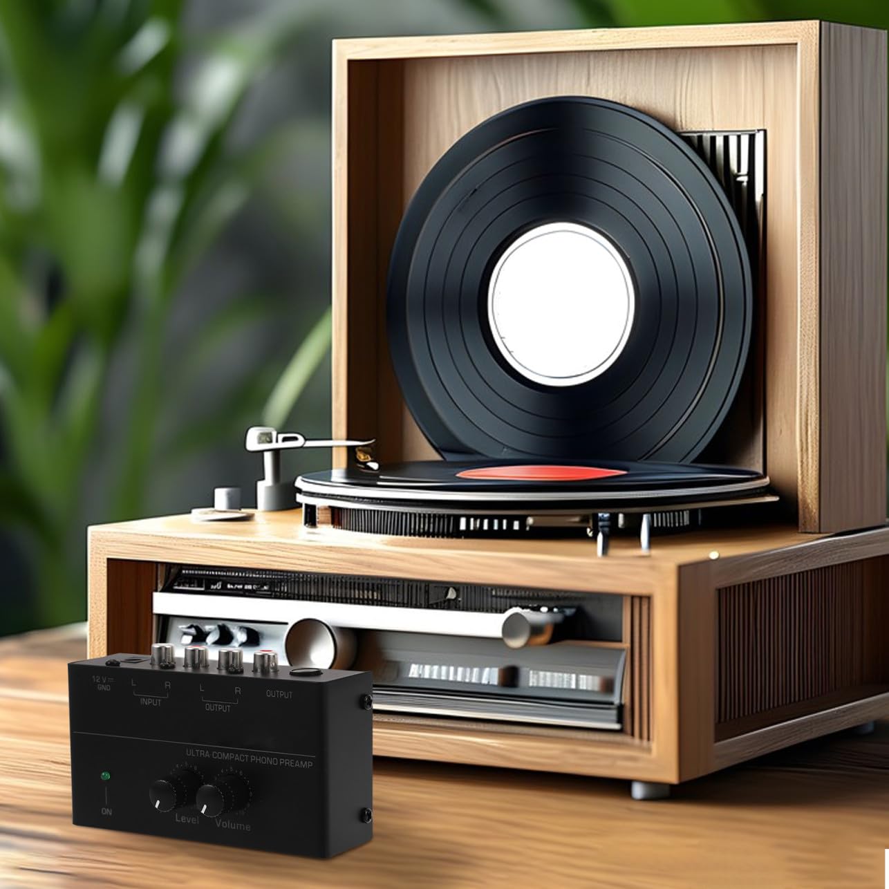 Veemoon Preamplificador de Tocadiscos Metálico Amplificador de Phono para Audio Doméstico Preamplificador de Repuesto para Tocadiscos para Sistemas de Alta Fidelidad
