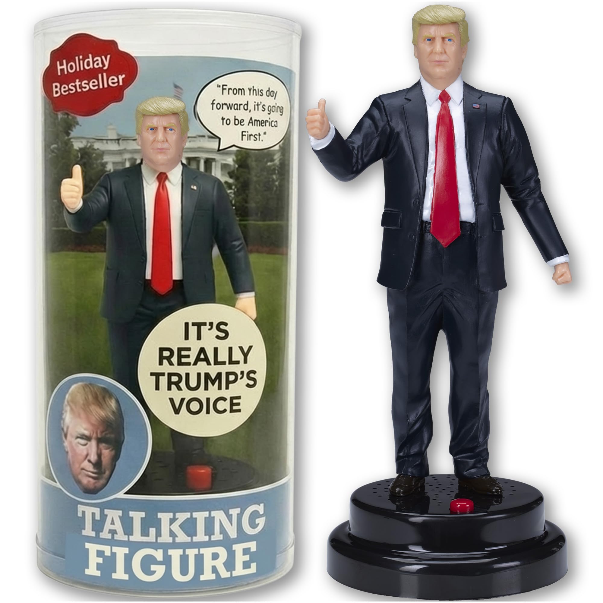 Donald Trump Talking Figure with Real Voice – Best Trump Gift for Men, Funny Presidential Christmas Merchandise, Political Collectible & White Elephant Secret Santa Gift for Fans & Supporters