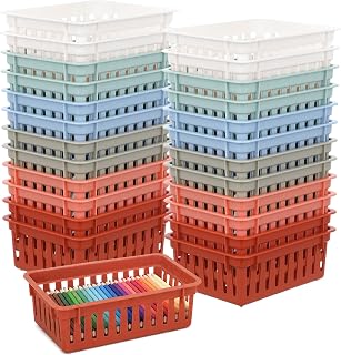 gisgfim 24 Pack Small Plastic Baskets for Classroom Organizing, Boho