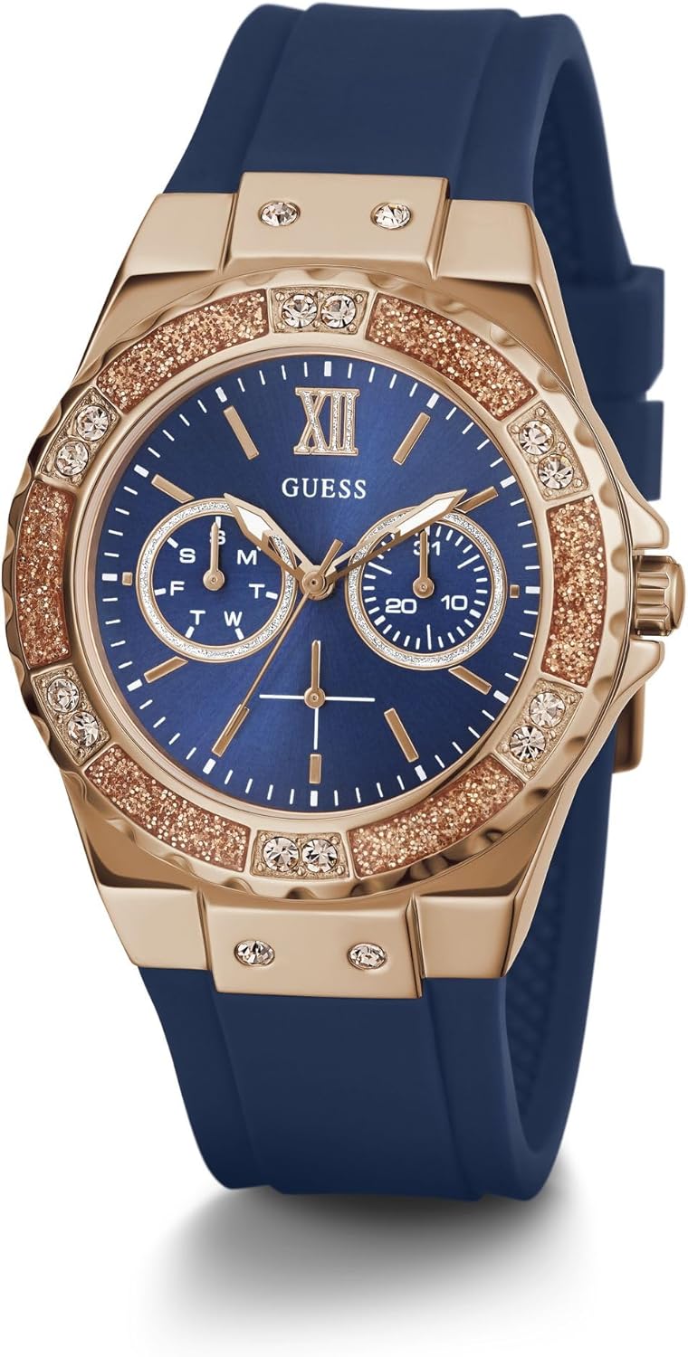 Guess Women's Stainless Steel + Stain Resistant Silicone Watch