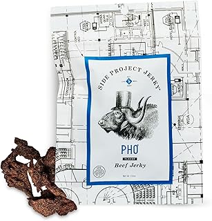 Side Project Beef Jerky - Pho Flavor - Vietnamese Inspired Beef Jerky - Gluten-Free - Zero Added Sugar - High Protein Snack - Chef Crafted & Born in Philly - Small Batch - 2 oz Pouches (Pack of 2)