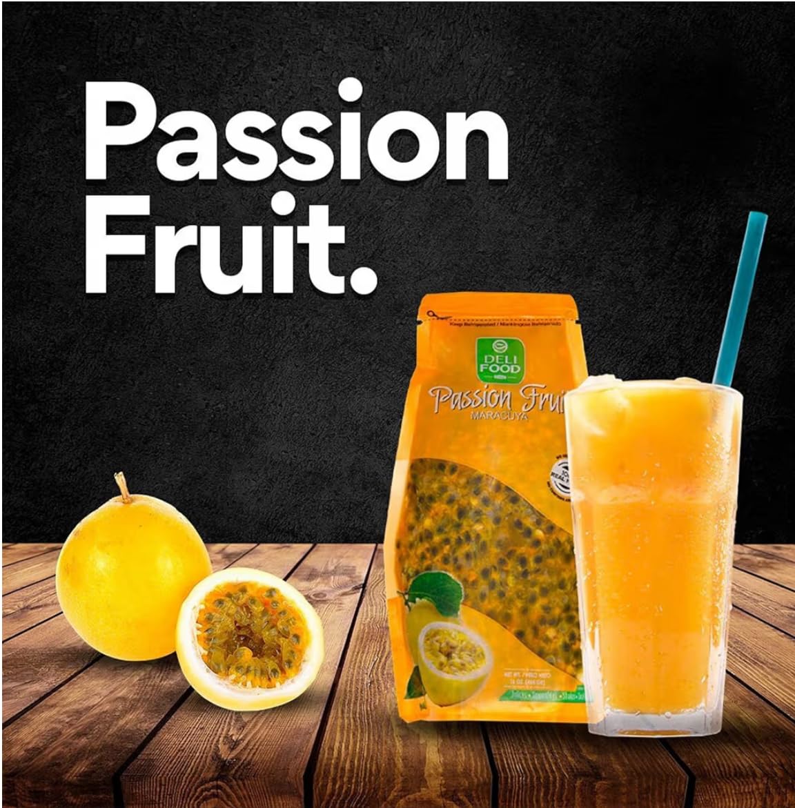Deli Food Passion Fruit Maracuya Pulp, 100% Real Fruit, 16 oz, For Juices, Smoothies and Shakes, Keep Refrigerated