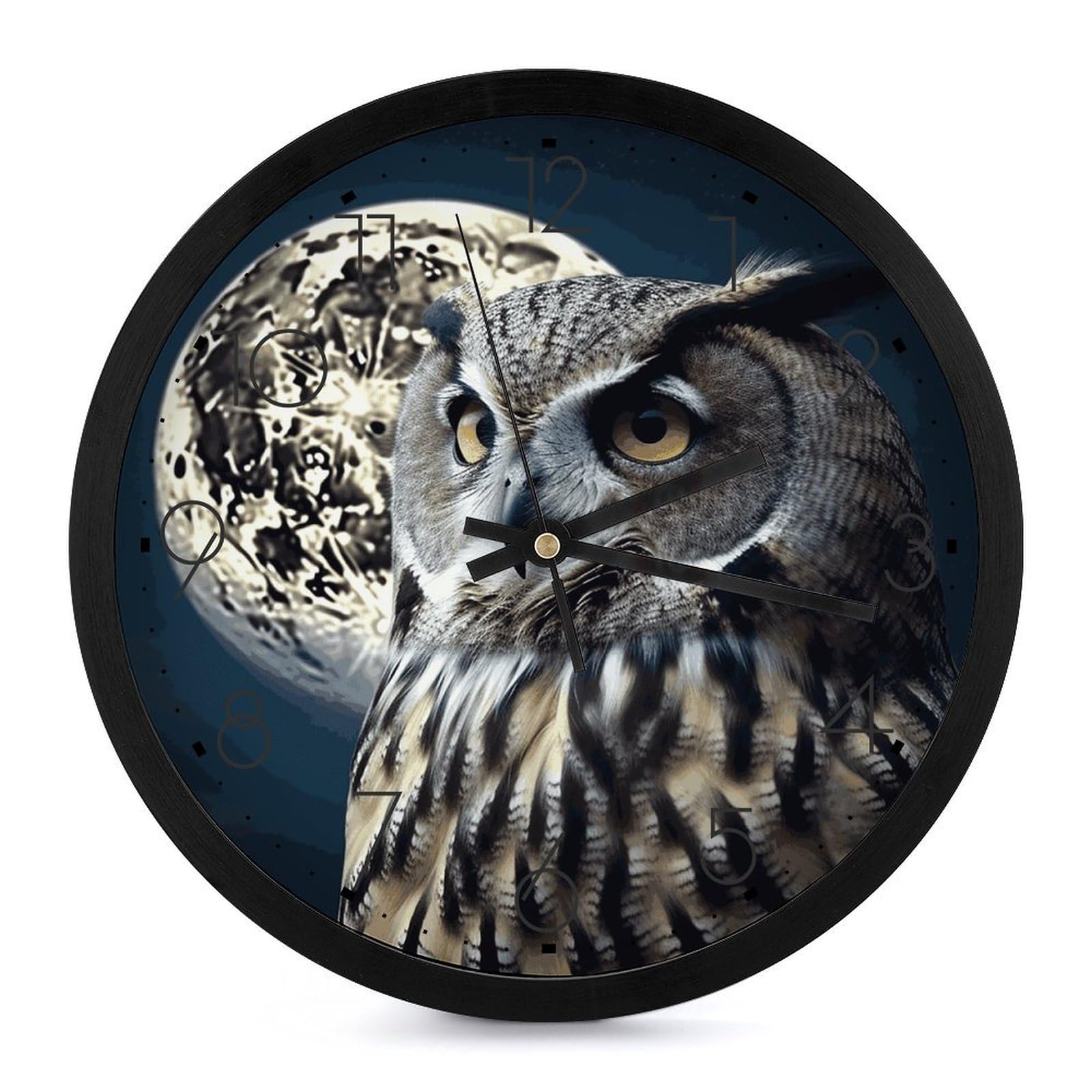 Horloge murale hibou lune pour décorer un salon ou une cuisine