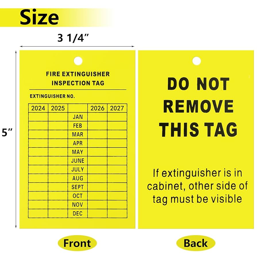 thumbnail image 2 of 50 Pieces Monthly Fire Extinguisher Inspection Tags Record 4 Year Maintenance Tags Fire Extinguisher Recharge And Inspection Record Tag For Indoor Outdoor Fire Extinguishers 50 Pieces 2 of 10