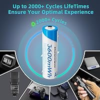 Vista 5 de Runpower Batería recargable AA, batería de litio de 1.5V 3600mAh, paquete de 2