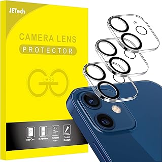 JETech Camera Lens Protector for iPhone 12 6.1-Inch, 9H Tempered Glass, HD Clear, Anti-Scratch, Case Friendly, Does Not Affect Night Shots, 3-Pack