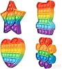 4 Pcs Fidget Toy, Small Fidget Toys for Sensory Popper Toy, Sensory Fidgets Toys for Fidgets Set Suitable for Learning, Relaxation and Entertainment (Love Sunflower Bear Star)