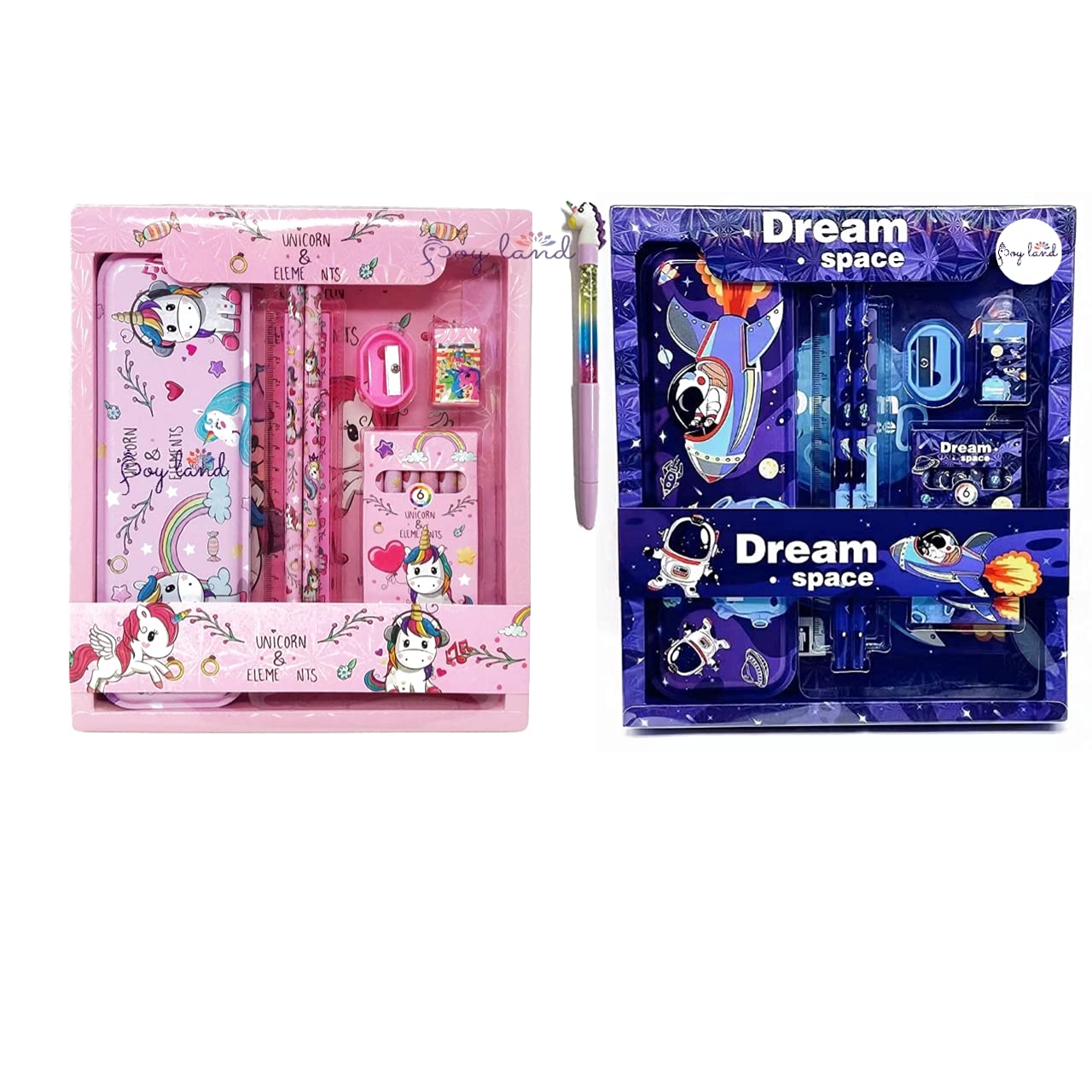 JOYLAND� Combo of Space Dream & Unicorn Pen(Glitter) with Kids Cartoon Hello Kitty Printed Stationary Set for Girls Boys - with Pencil case,Two Pencils Eraser, Scale, Sharpener and Crayon-Set of 2 (B09HXZTB98) Amazon Price History, Amazon Price Tracker