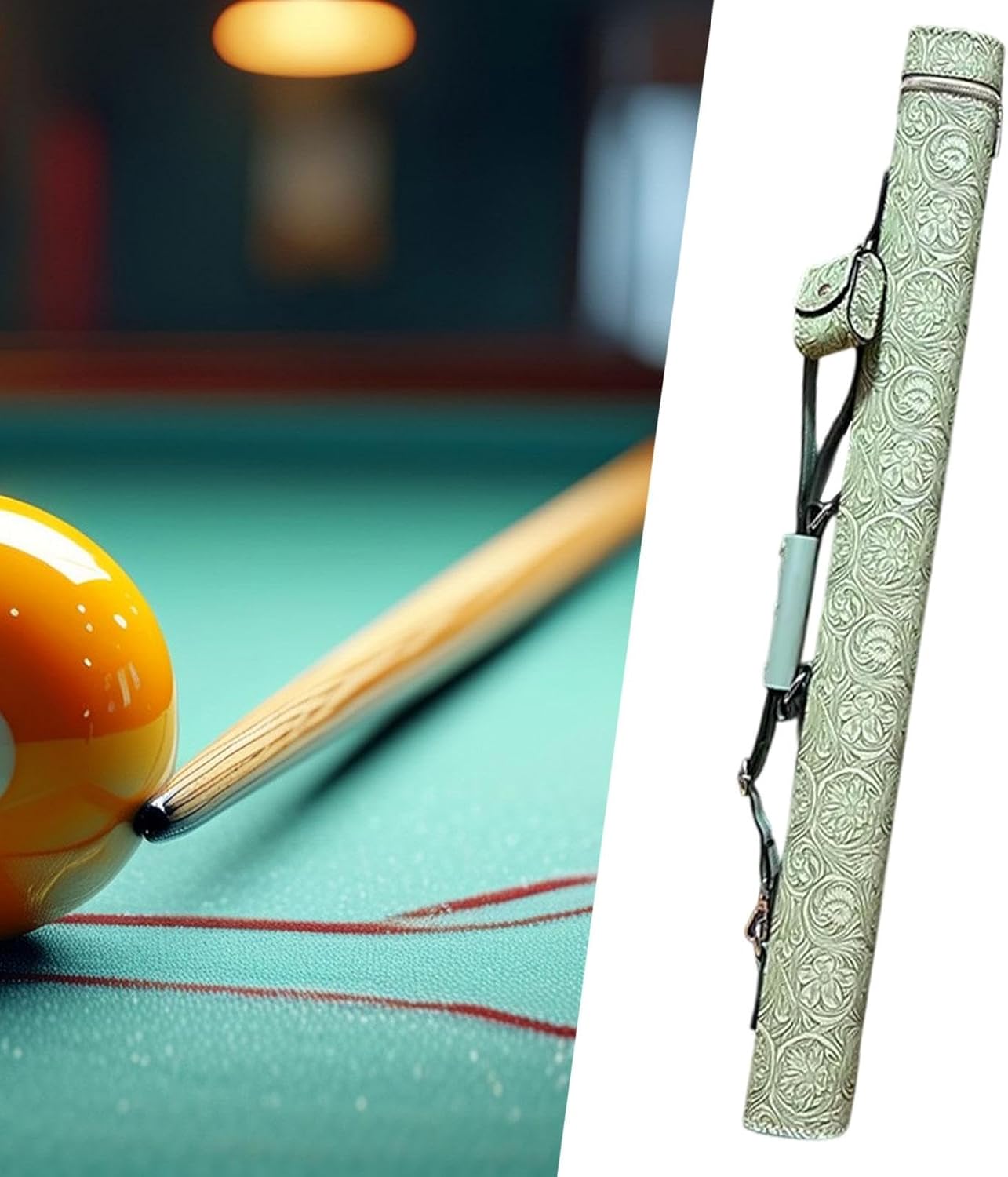 Yiju Pool Cue Barrel Billiard Cue Case Holder with Zipper Professional Pouch 1 Complete 2 Pieces Rod Protector Stylish Storage Bag
