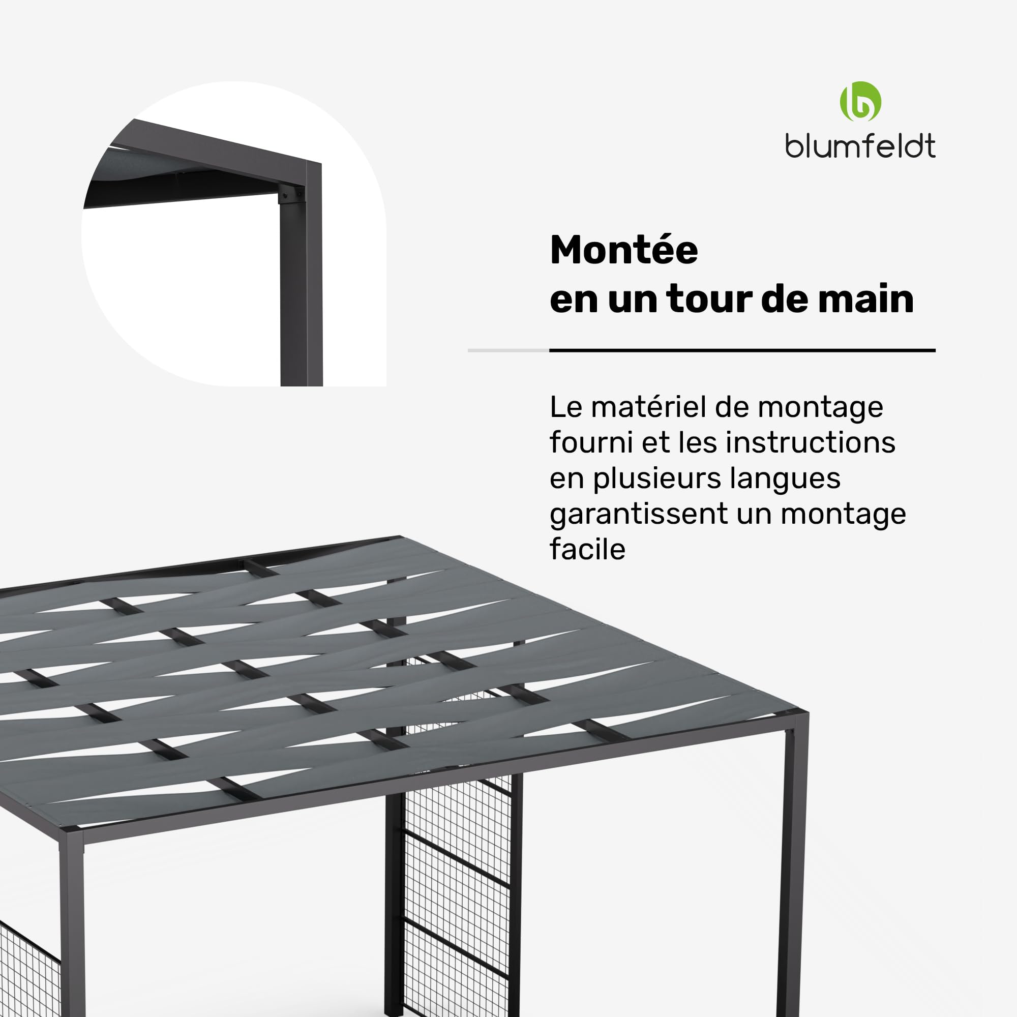 TOOLPORT Tonnelle De Jardin 3x3 M Structure Aluminium - Toit Polycarbonate Env. 8 Mm - Pavillon Sans Parois Latérales | Leroy Merlin