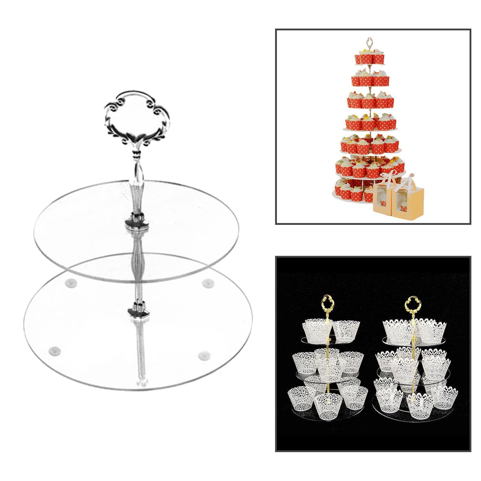 Gralara 3 Alzatine per Cupcake per Esposizione di Dessert, Trasparenti, Semplici, Decorative, Vassoio Da Portata per Cupcake per Scrivania E Casa, 4 pezzi