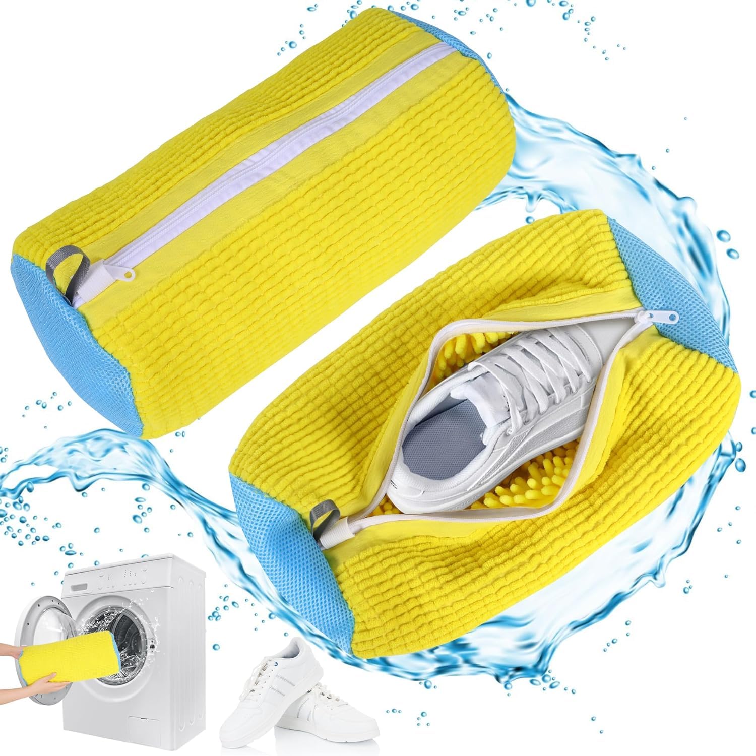WUFANC Shoe Wash Bags, Washing Machine, Set of 2, Reusable Microfibre Shoe Bag, Washing Bag Shoes with Hidden Zip, Laundry Bag Shoes for Trainers-image-37