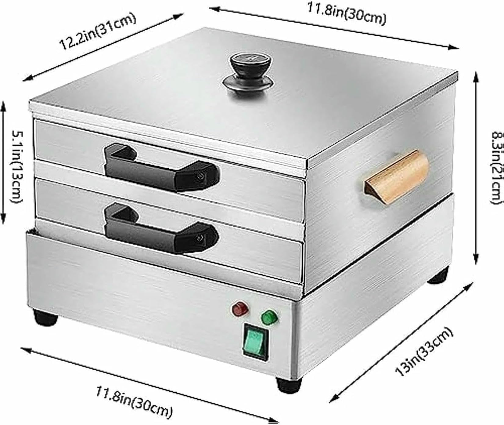 Macchina elettrica per rotoli di pasta di riso, vaporizzatore multifunzionale per vermicelli, design a 2 strati in acciaio inossidabile per ricette della cucina cinese