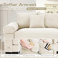 Vista 7 de Sofás seccionales de pana de 92 pulgadas para sala de estar, cómodo juego de sofás seccionales de gran tamaño con asiento profundo, sofás grandes