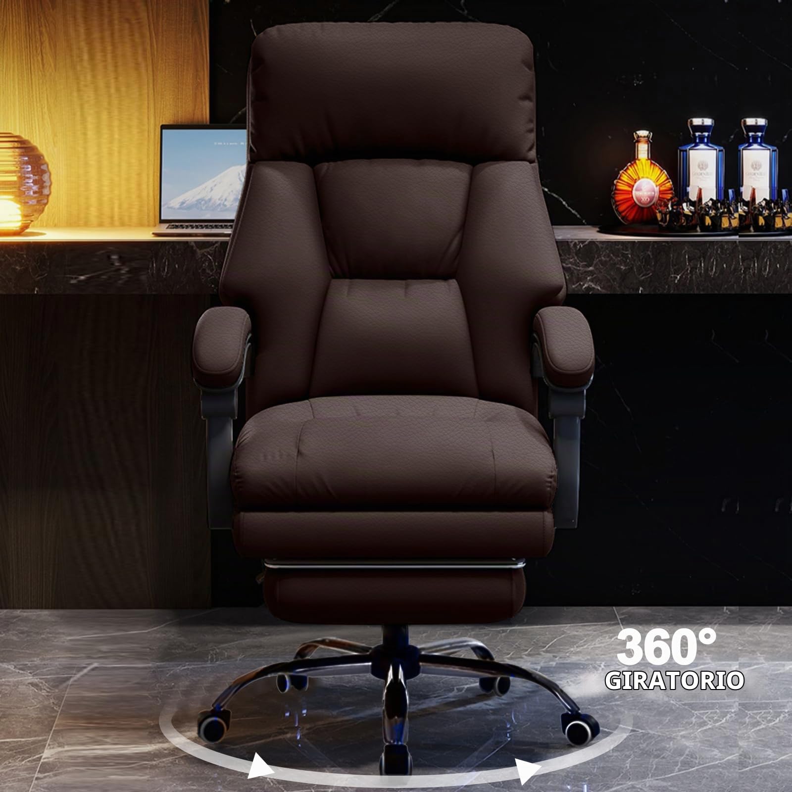 Silla de Oficina con Reposapiernas Sillas Ejecutivas con Ruedas Sillas Gaming con Respaldo Alto Silla de Trabajo Ergonómica Reclinable Y Ajustable para Oficina en Casa