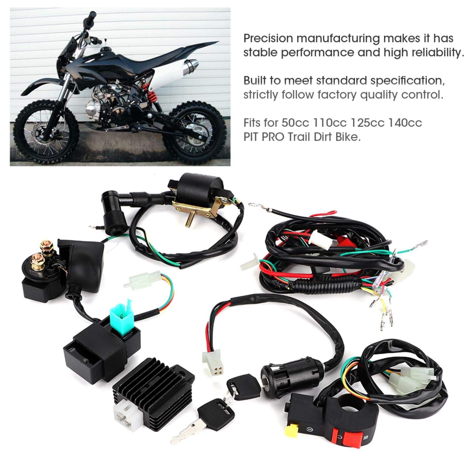 Yctze per Cablaggio Dirt 250 Cablaggio Completo per avviamento rapido Dirt Bike PITPRO 50 accensione per Dirt Bike Cablaggio accensione