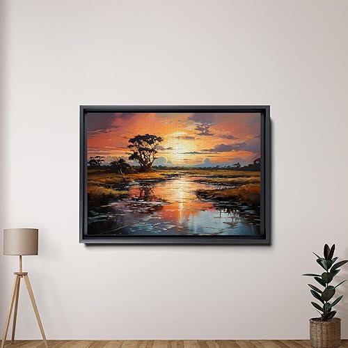 Miniatura 2 de Beautiful Sunset Landscape Print On Canvvas, Original Palette Knife Nature Art, Fancy Landscape Wall Art, Bedroom Wall Decor Gifts, Rock Blue