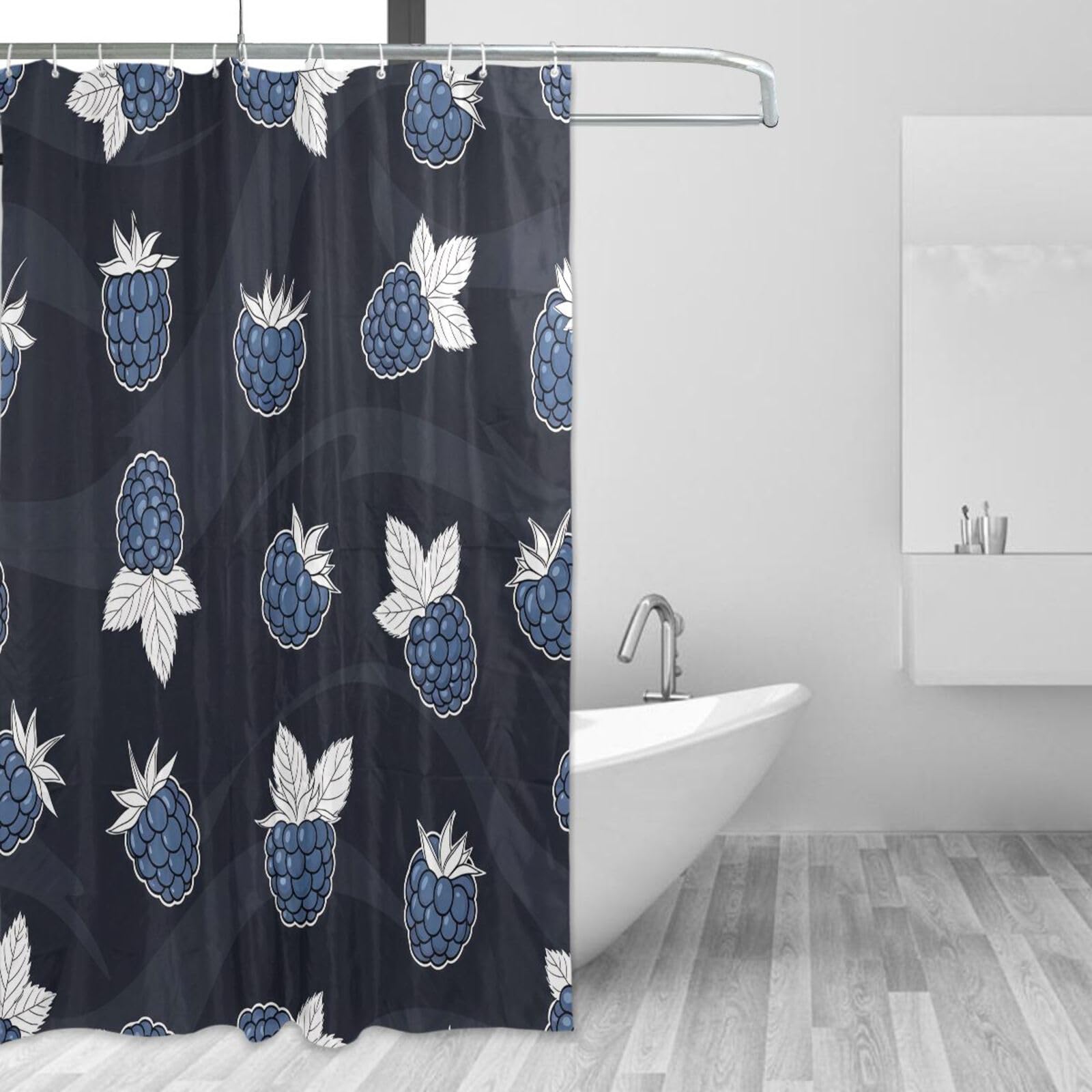 Rideau de douche anti-moisissure lavable en tissu imprimé fraises