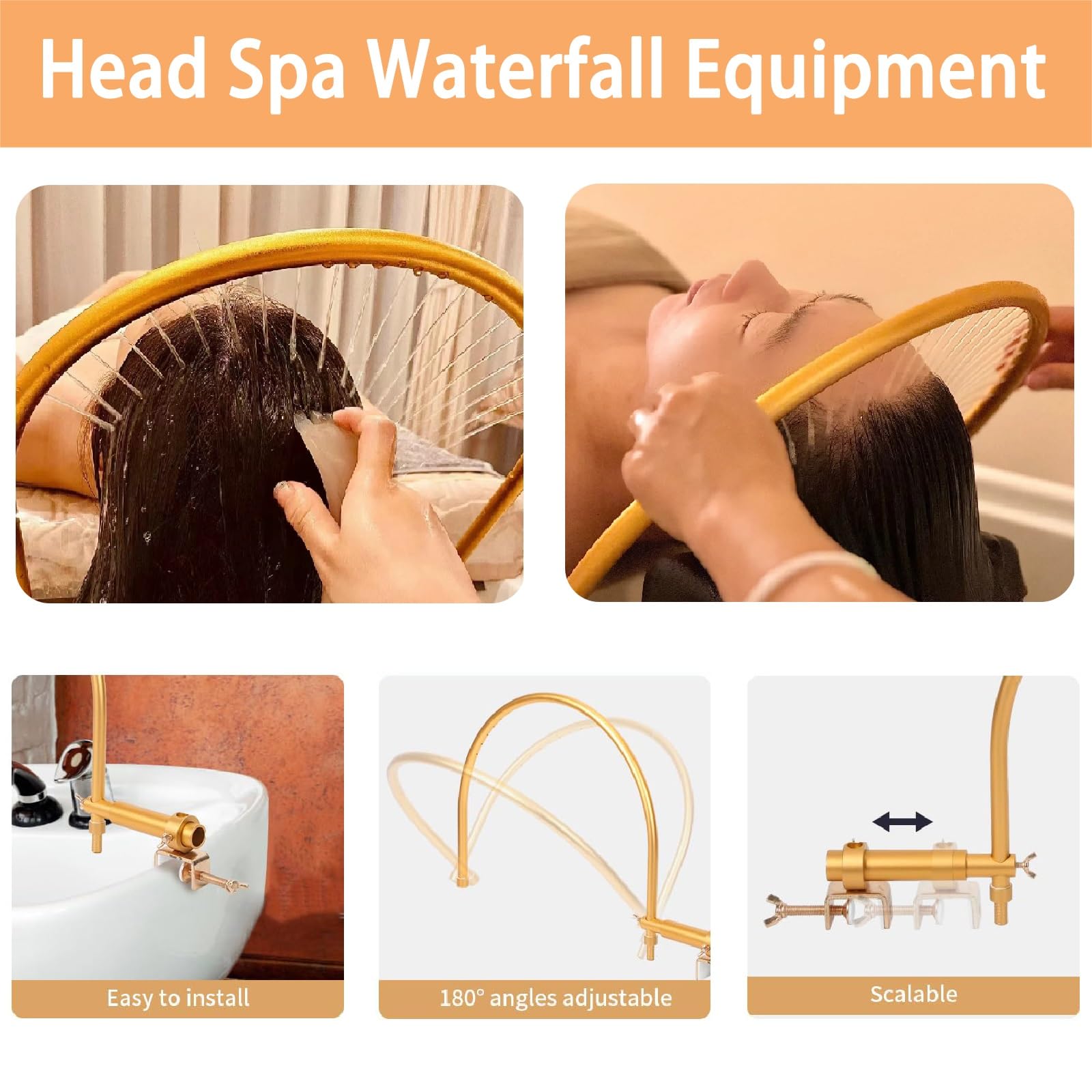 All-in-One Spa Cascade Sprzęt Zestaw: Wspornik cyrkulacji wody, masażer i akcesoria prysznicowe do łóżka szamponowego w salonie kosmetycznym.