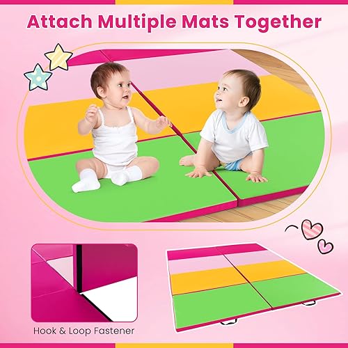 Miniatura 3 de Giantex - Tapete de gimnasia plegable de 4' x 10' x 2'', antidesgarros con asas de transporte, cierre de gancho y bucle, ligera, tapete de panel de