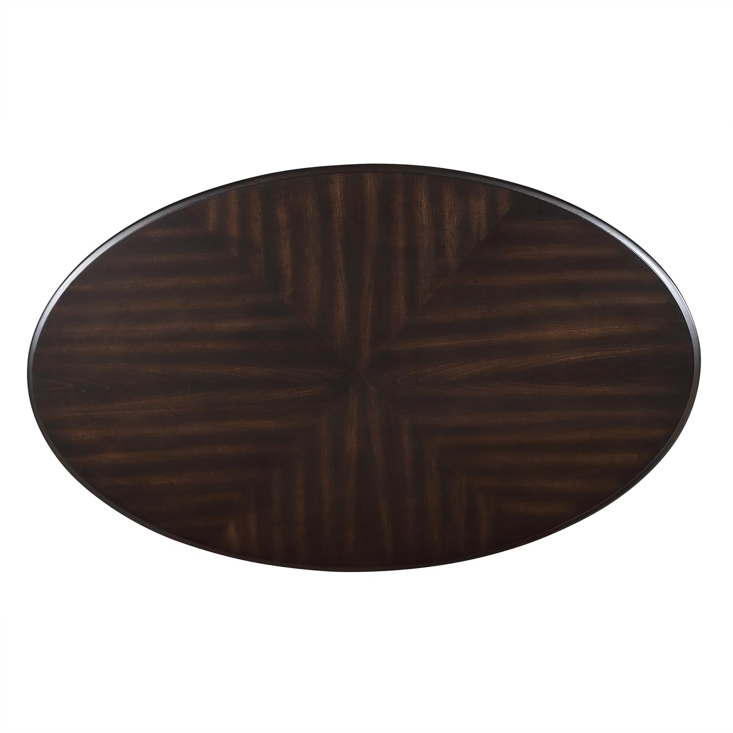 42'' Oval Wood Coffee Table for Living Room, 2-Tier Solid Wood Cocktail Table with Open Storage Shelf, Easy Assembly