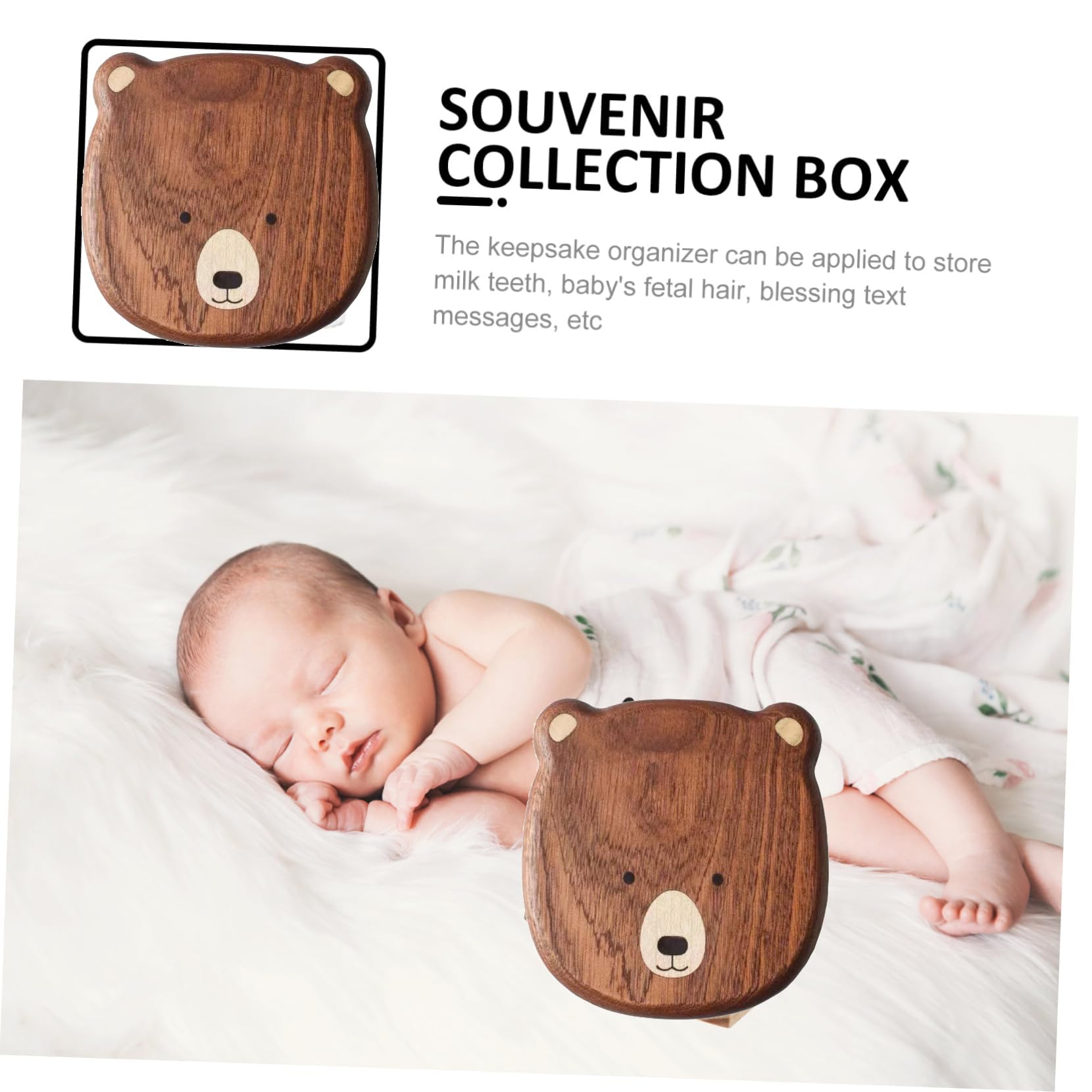 JACKANNA Box Lanugo Nabelschnur Aufbewahrung Holzständer Babyhalter Kinderständer Aufbewahrung von Babyhaaren Kinderzahnhalter Andenken-Sammelbox Souvenir Aufbewahrungsbox Baby Baby