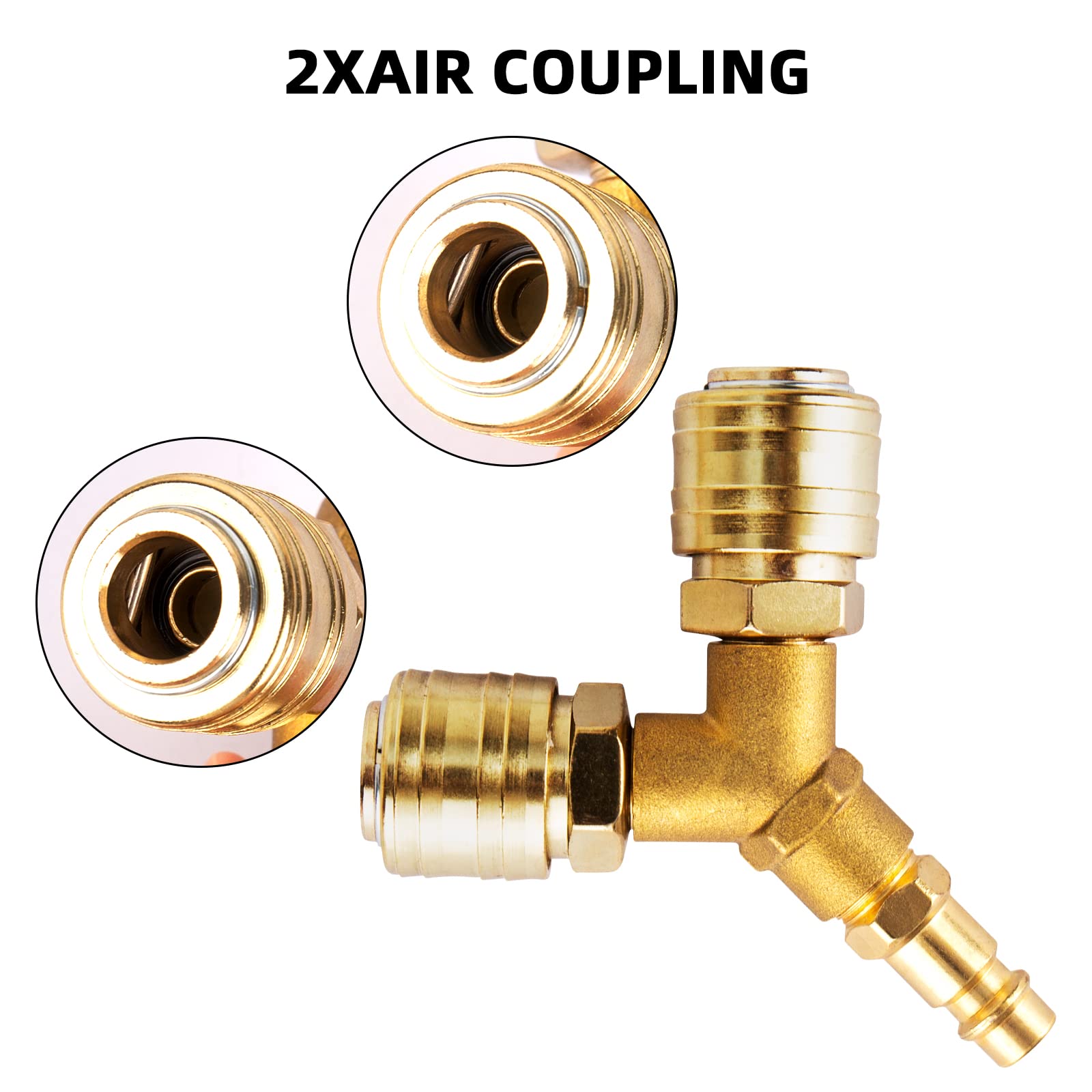 QWORK 2-fach Druckluftverteiler Aus Messing - Ideal Für Kompressoren & Werkzeuge