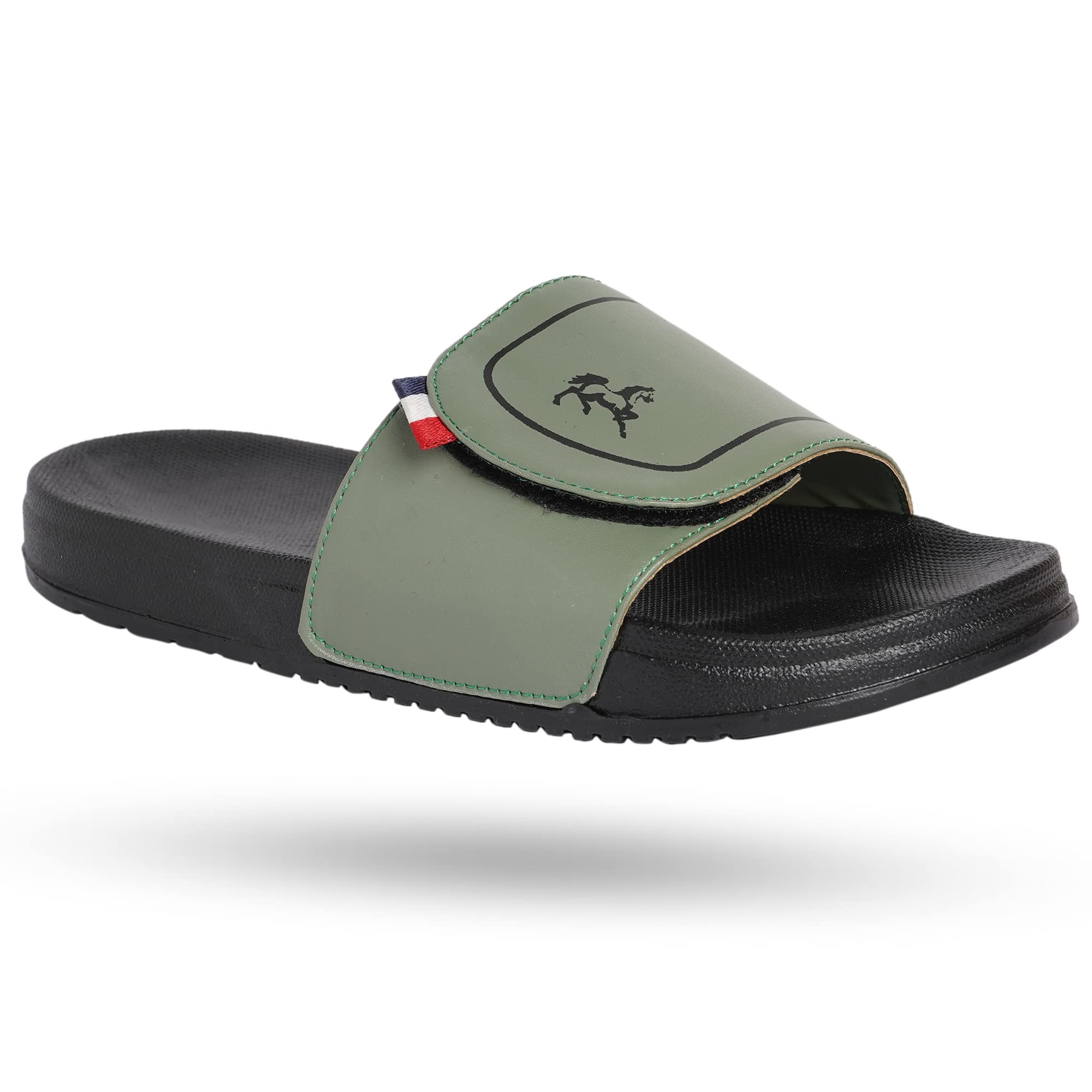 pery-pao Mens Comfort Sliders Grey, Sky Blue, Black, White, peach, Neon Green, Olive Green Boys Flip-Flops-picture-47
