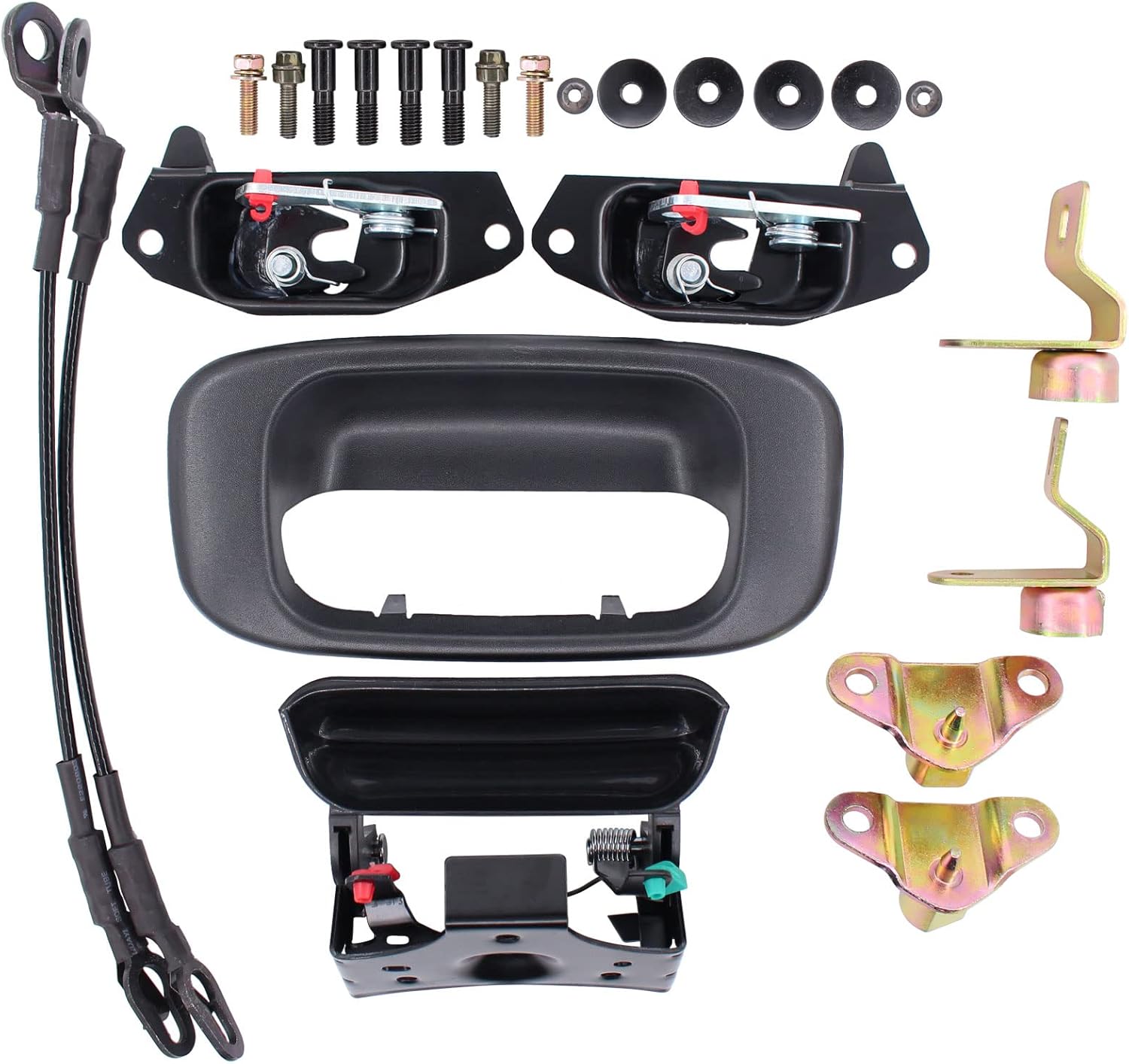NewYall Tailgate Handle Latch Hardware Rebuild Kit for Chevy Silverado GMC Sierra 1500 2500 3500 1999-2006 Rear Tail Gate Door Parts Gasket Bezel Lock Cable Rod Hinge Bolt Clips Trims Repair Set