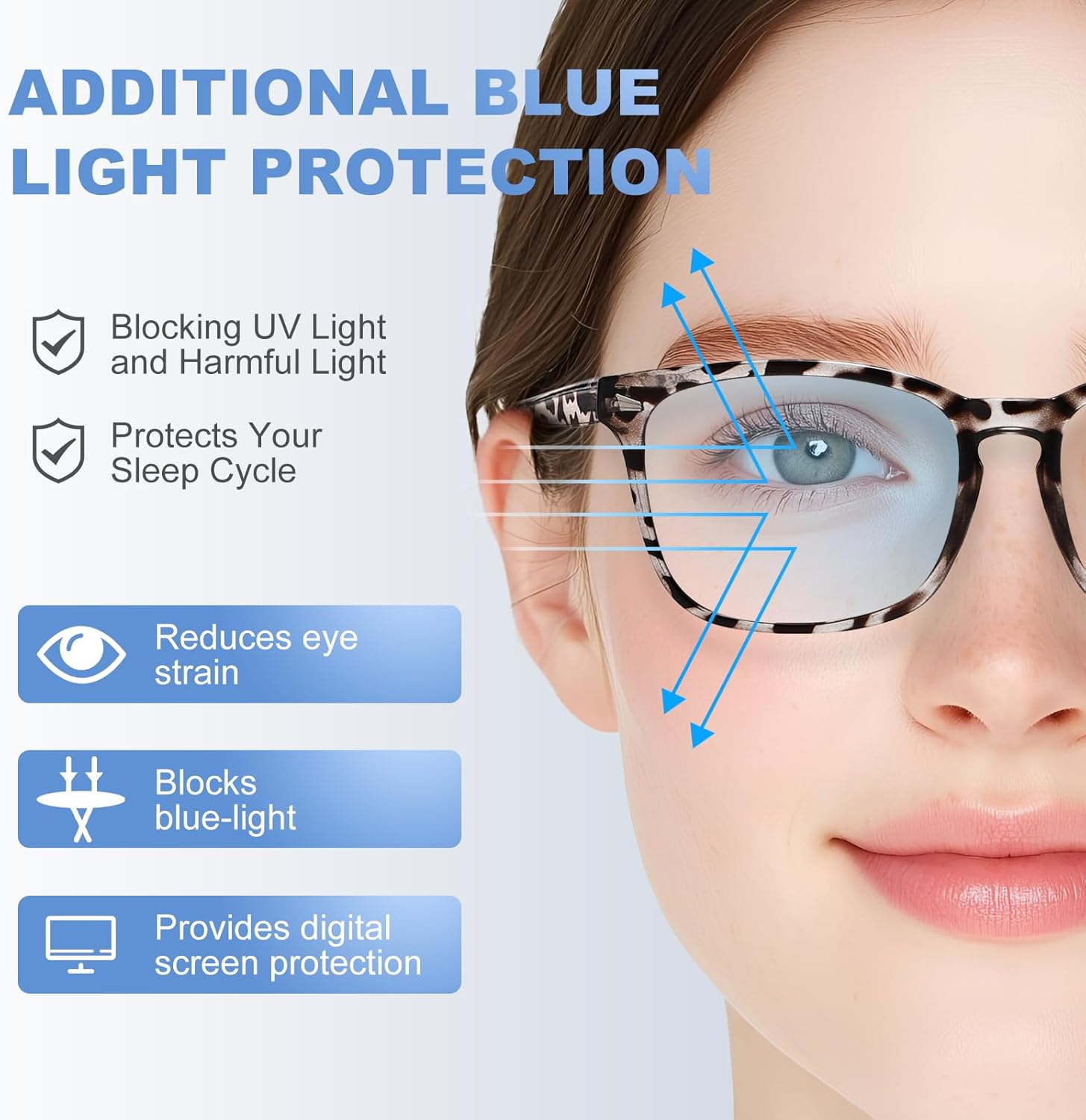 Nearsighted Myopia Glasses for Men Women, Blue Light Distance Glasses with Spring Hinge - Image 5