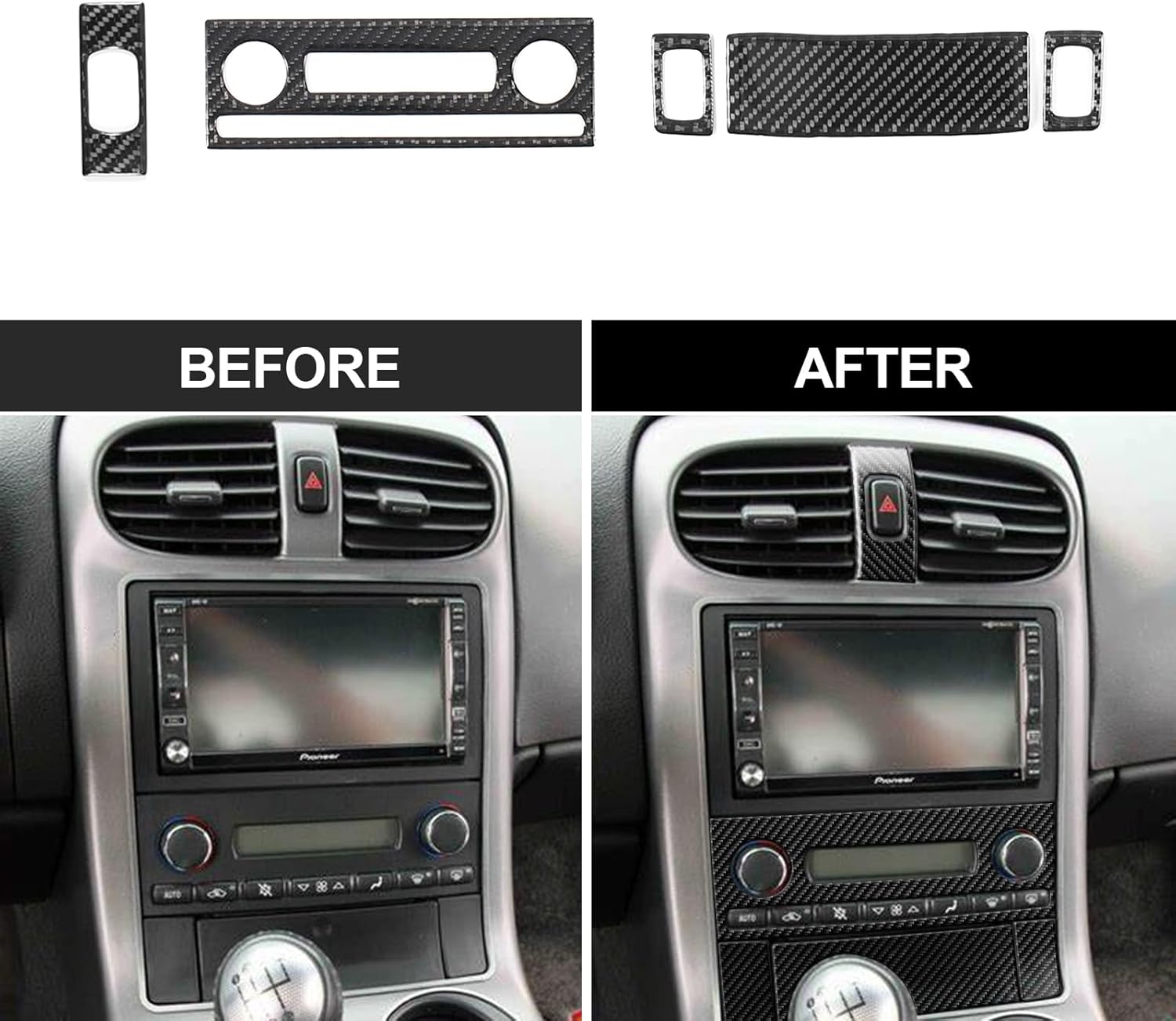 21PCS Real Carbon Fiber Interior Trim Kit Compatible with Corvette C6 2005-2013, Interior Decor Sticker Accessories