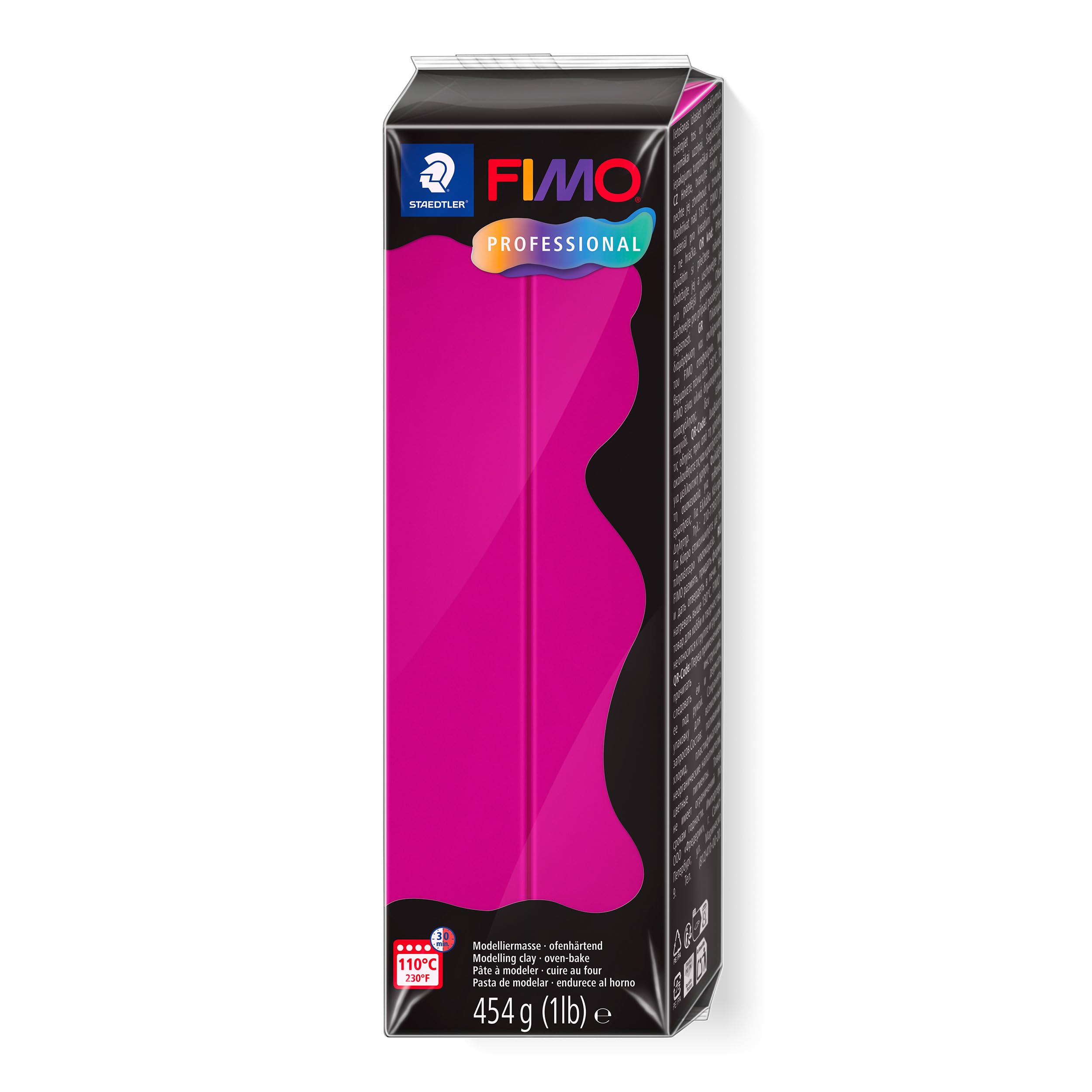 STAEDTLER 8041-210 FIMO Professional Oven-Hardening Polymer Modelling Clay, 454g - True Magenta (Single Block)