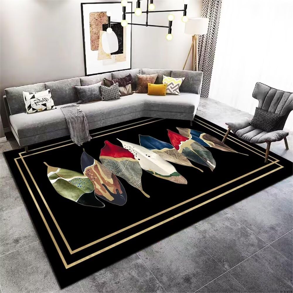 Tapis grande taille 200x290cm vintage noir pour salon et chambre d'enfants