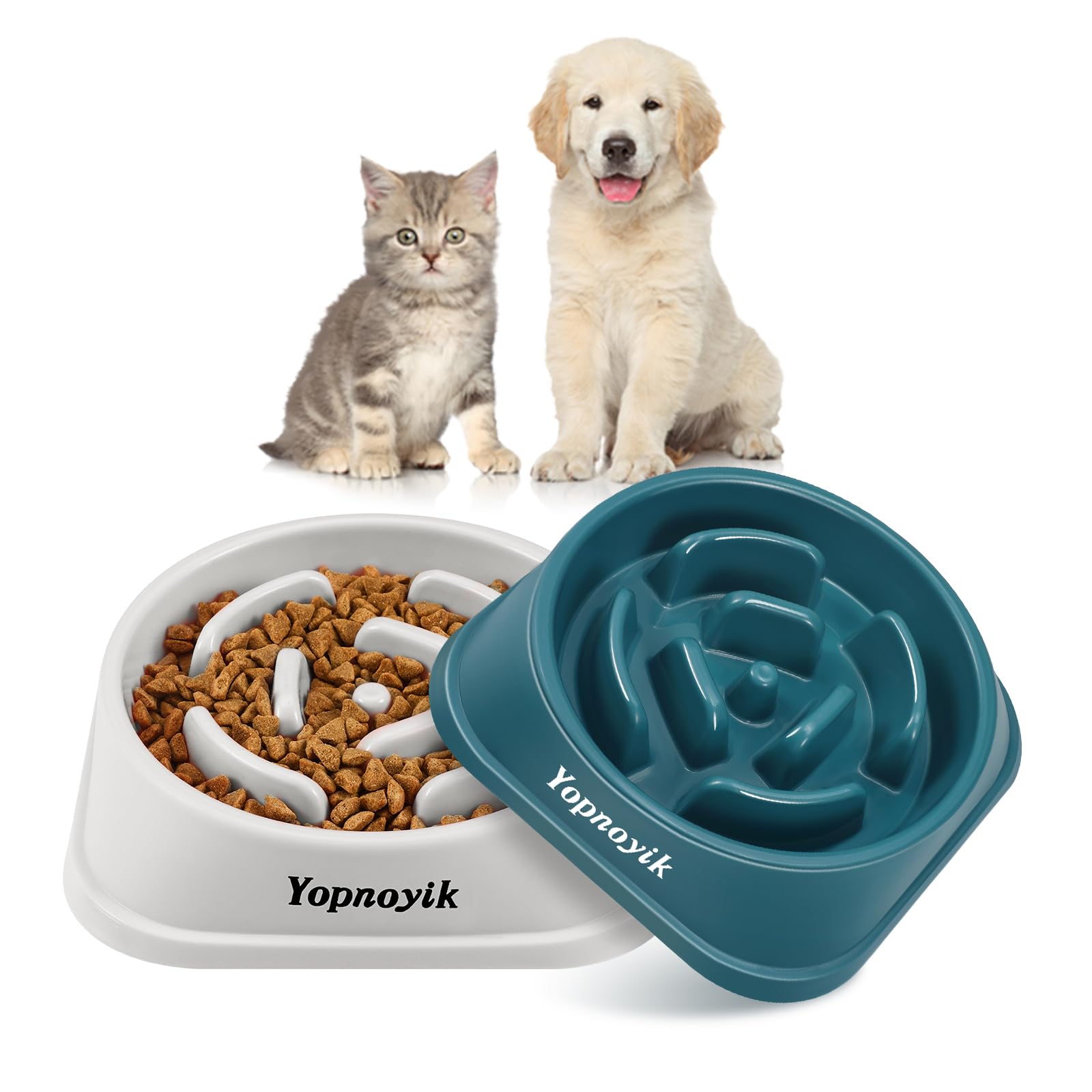 Photo 1 of 2 Pack Slow Feeder Dog Bowls for Healthy Eating, Non-Slip and Anti-Choking Design, Reduces Bloating & Overeating for Small Dogs, Easy to Clean